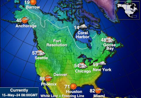 Канада Временска прогноза, Температура, Карта 