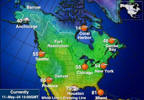 Канада Температурна карта за времето 