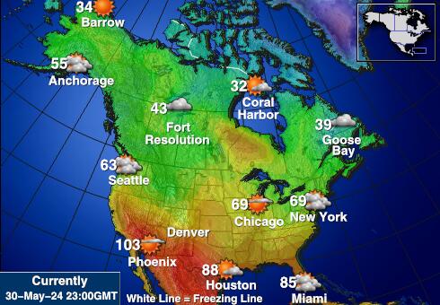 Canada Bản đồ nhiệt độ thời tiết 