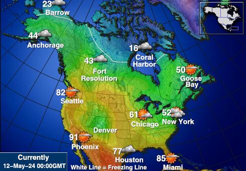 کینیڈا موسم درجہ حرارت کا نقشہ 