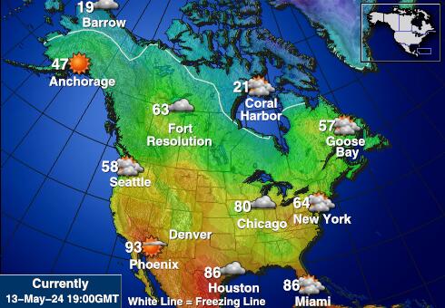Kanada Sää lämpötila kartta 