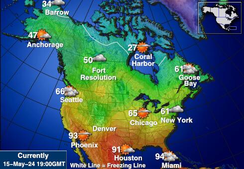 Kanada Vremenska prognoza, Temperatura, karta 