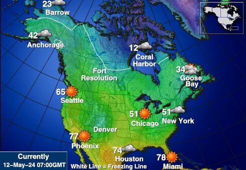 Канада Температурна карта за времето 
