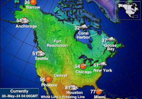 Канада Карта температури погоди 