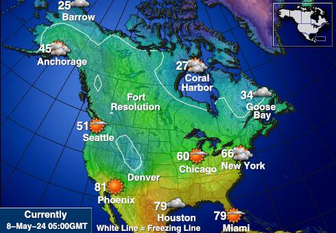 كندا خريطة درجة حرارة الطقس 