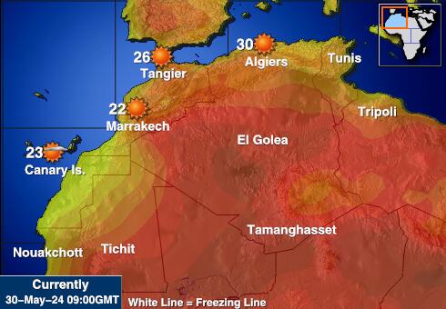 Cabo Verde Mapa de temperatura Tiempo 
