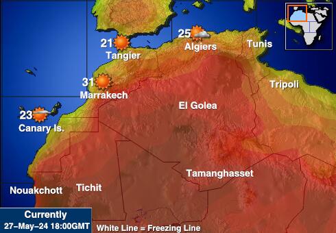 Cape Verde Ilm temperatuur kaart 