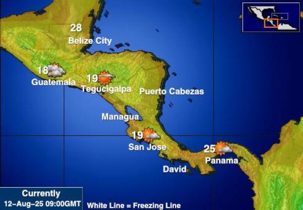 Central America Weather Forecast - 1blue Central America Weather Map