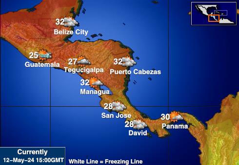 Mellemamerika Vejret temperatur kort 
