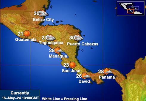 أمريكا الوسطى خريطة درجة حرارة الطقس 