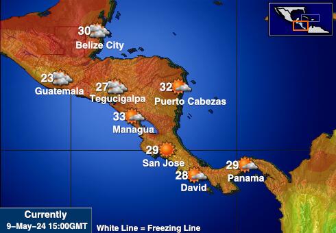Srednja Amerika Vremenska prognoza, Temperatura, karta 
