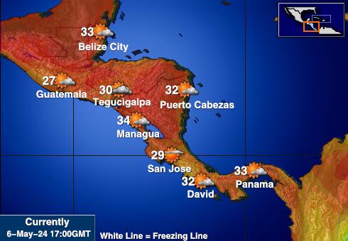 Keski-Amerikka Sää lämpötila kartta 