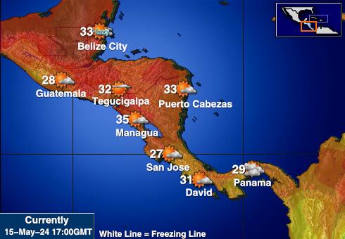 Centroamérica Mapa de temperatura Tiempo 