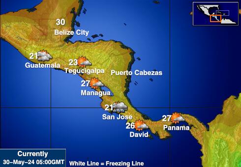 Центральна Америка Карта температури погоди 
