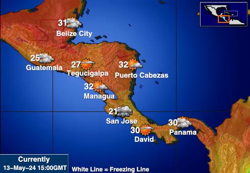 Centralamerica Vädertemperaturkarta 