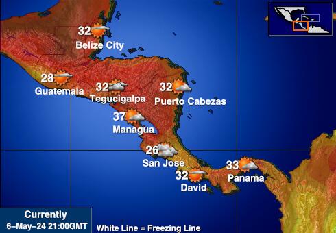 중앙 아메리카 날씨 온도지도 