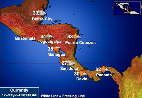 Centralamerica Vädertemperaturkarta 
