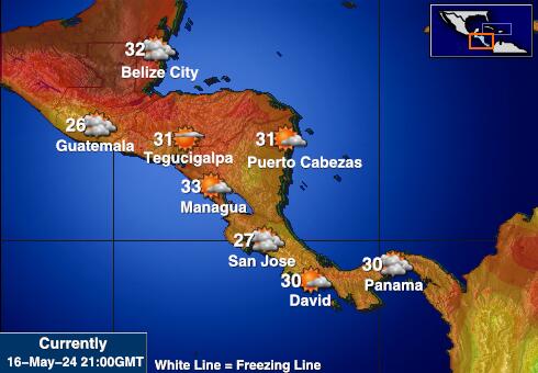 Mellemamerika Vejret temperatur kort 
