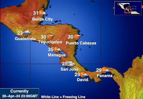 Централна Америка Температурна карта за времето 
