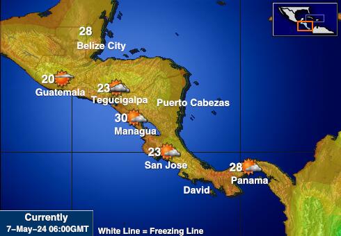أمريكا الوسطى خريطة درجة حرارة الطقس 