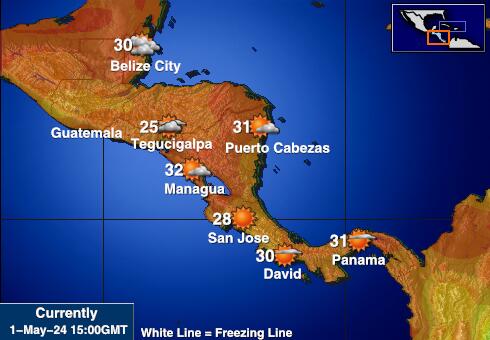 Centroamérica Mapa de temperatura Tiempo 