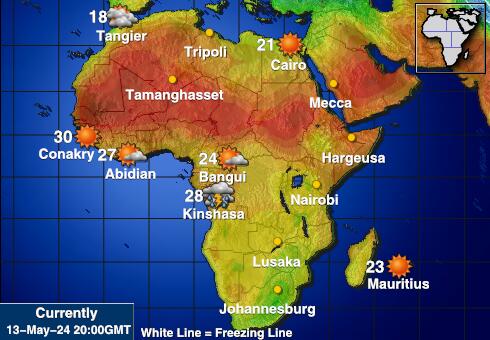 Csád Időjárás hőmérséklet térképen 