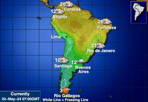 Chile Harta temperaturii vremii 