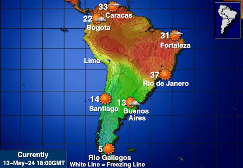 Čile Vremenska prognoza, Temperatura, karta 