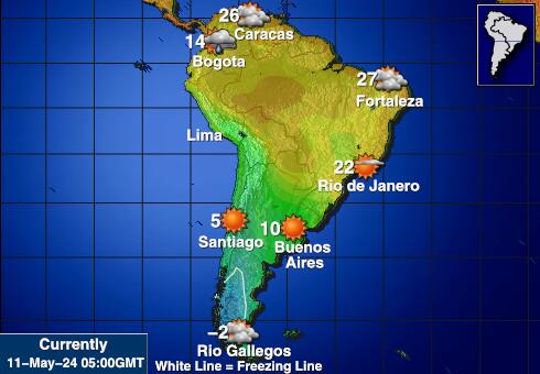 Chile Mapa počasí teplota 