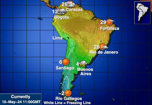 Chile Sää lämpötila kartta 