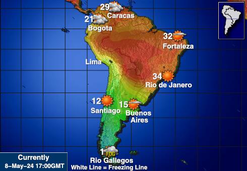 تشيلي خريطة درجة حرارة الطقس 