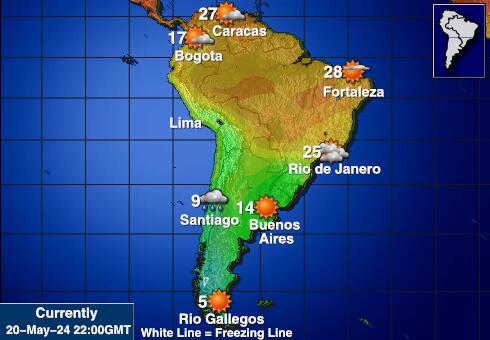 Chili Weer temperatuur kaart 