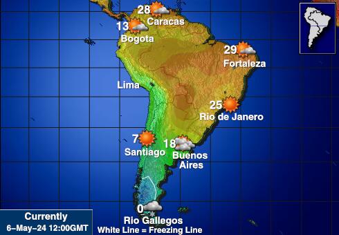 Tšiili Ilm temperatuur kaart 