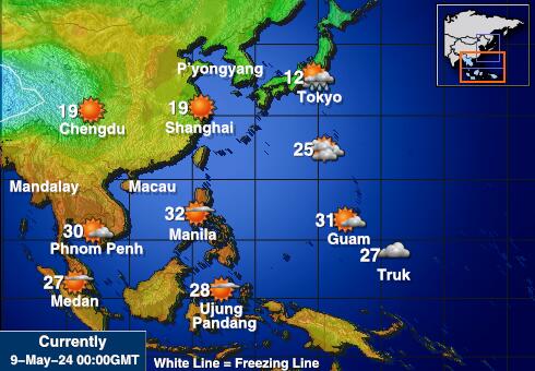 Kina Vremenska prognoza, Temperatura, karta 
