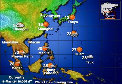 चीन मौसम का तापमान मानचित्र 