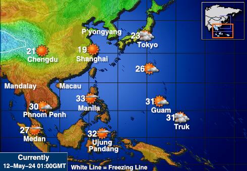 Kína Időjárás hőmérséklet térképen 