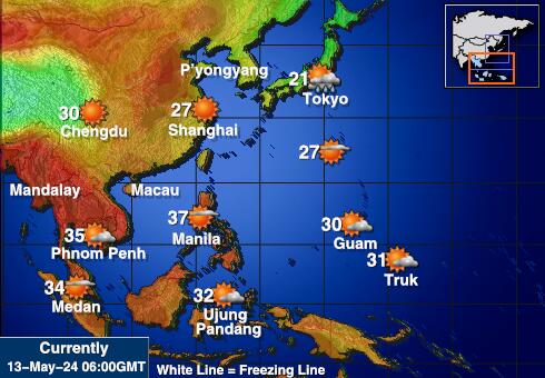 Kína Időjárás hőmérséklet térképen 