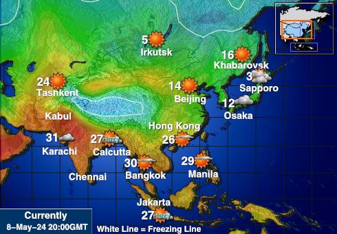 Božićni otok Vremenska prognoza, Temperatura, karta 