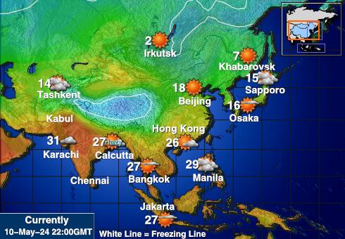 کرسمس جزیرہ موسم درجہ حرارت کا نقشہ 