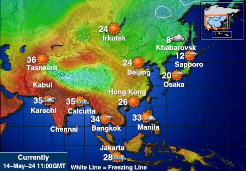 Божићно острво Временска прогноза, Температура, Карта 