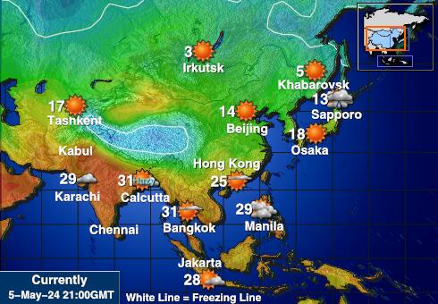 Кокосови (Кийлинг) острови Температурна карта за времето 