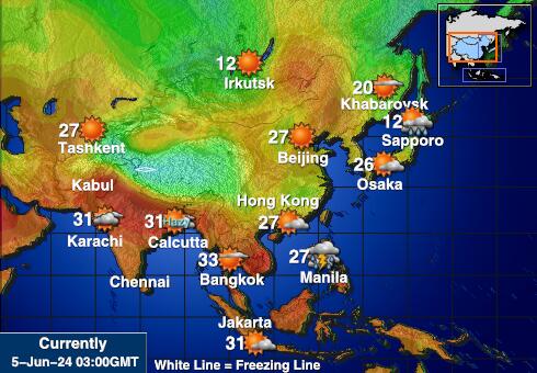 Кокосові (Кілінг) острови Карта температури погоди 