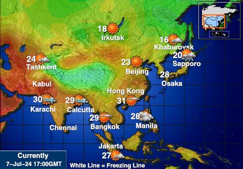 Cocos (Keeling) Carte des températures de Météo 