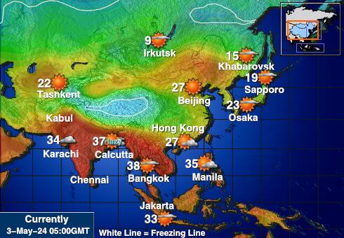 Kokosové ostrovy (Keeling) Mapa počasí teplota 