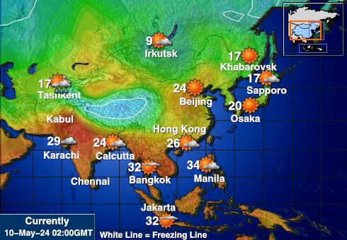 ココス（キーリング）諸島 天気温度マップ 