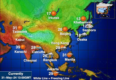Kókusz (Keeling) -szigetek Időjárás hőmérséklet térképen 