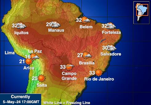 Kolumbija Vremenska prognoza, Temperatura, karta 