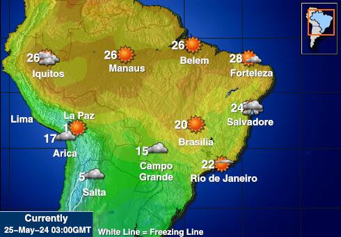 Colombia Időjárás hőmérséklet térképen 