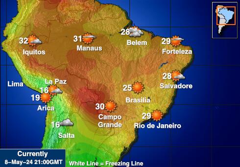 Колумбия Карта погоды Температура 
