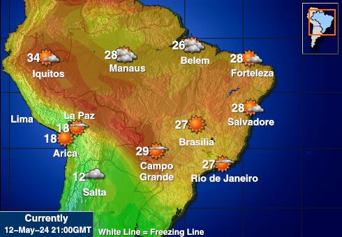 Colombia Peta suhu cuaca 